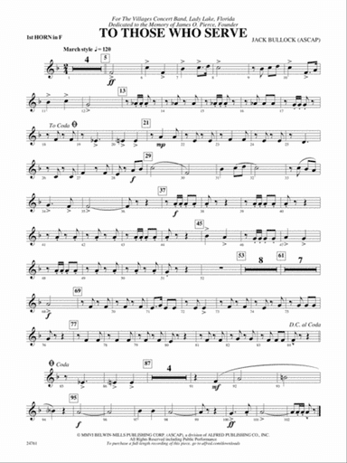 To Those Who Serve: 1st F Horn
