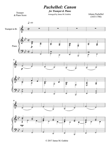 Pachelbel: Canon for Trumpet & Piano