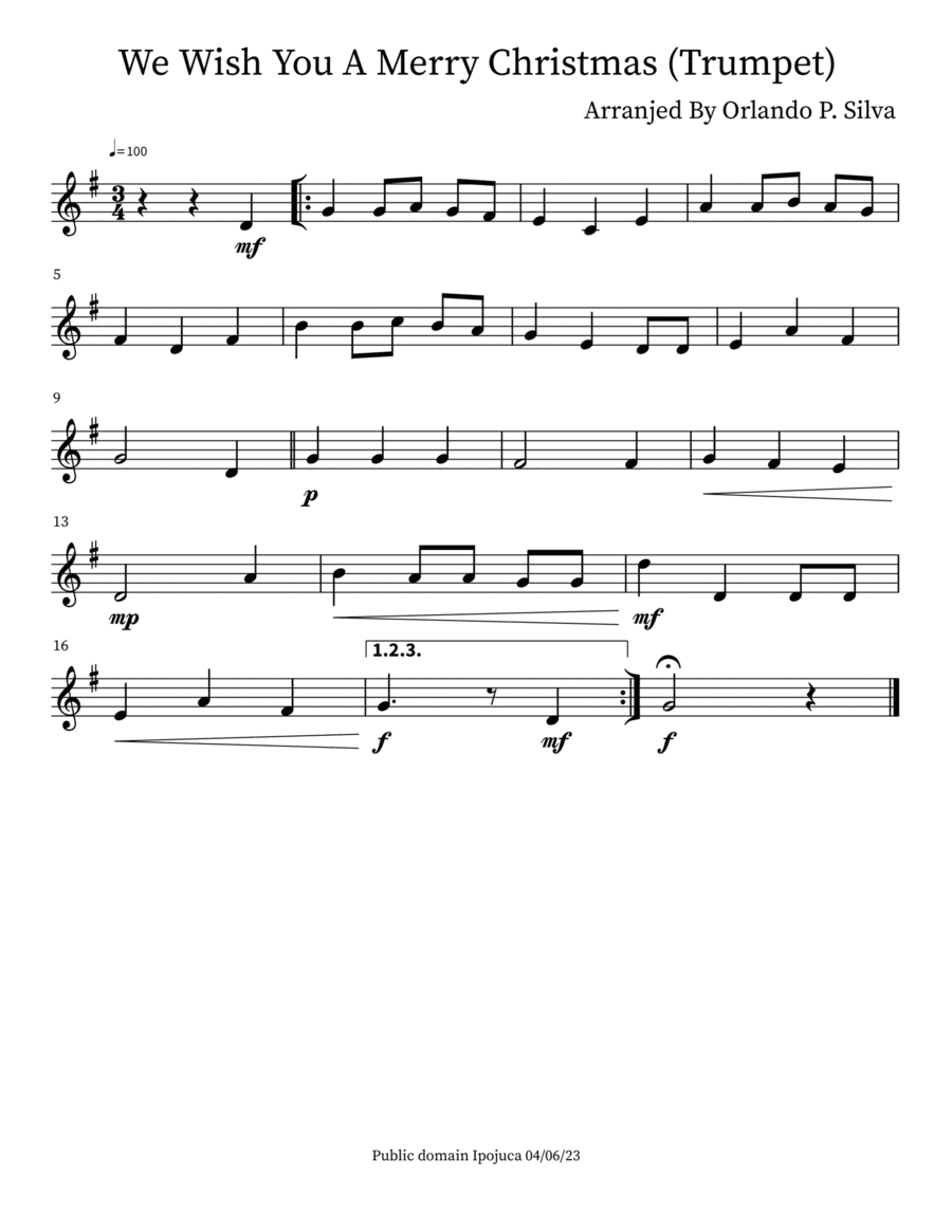 We Wish You A Merry Christmas (Trumpet)