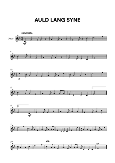 Traditional - Auld Lang Syne for Oboe Solo