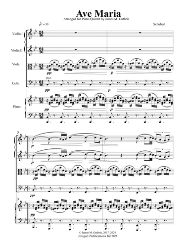 Schubert: Ave Maria for Piano Quintet