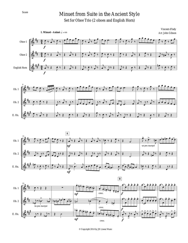 Minuet from Suite in Ancient Style for Oboe Trio (2 oboes and English Horn)