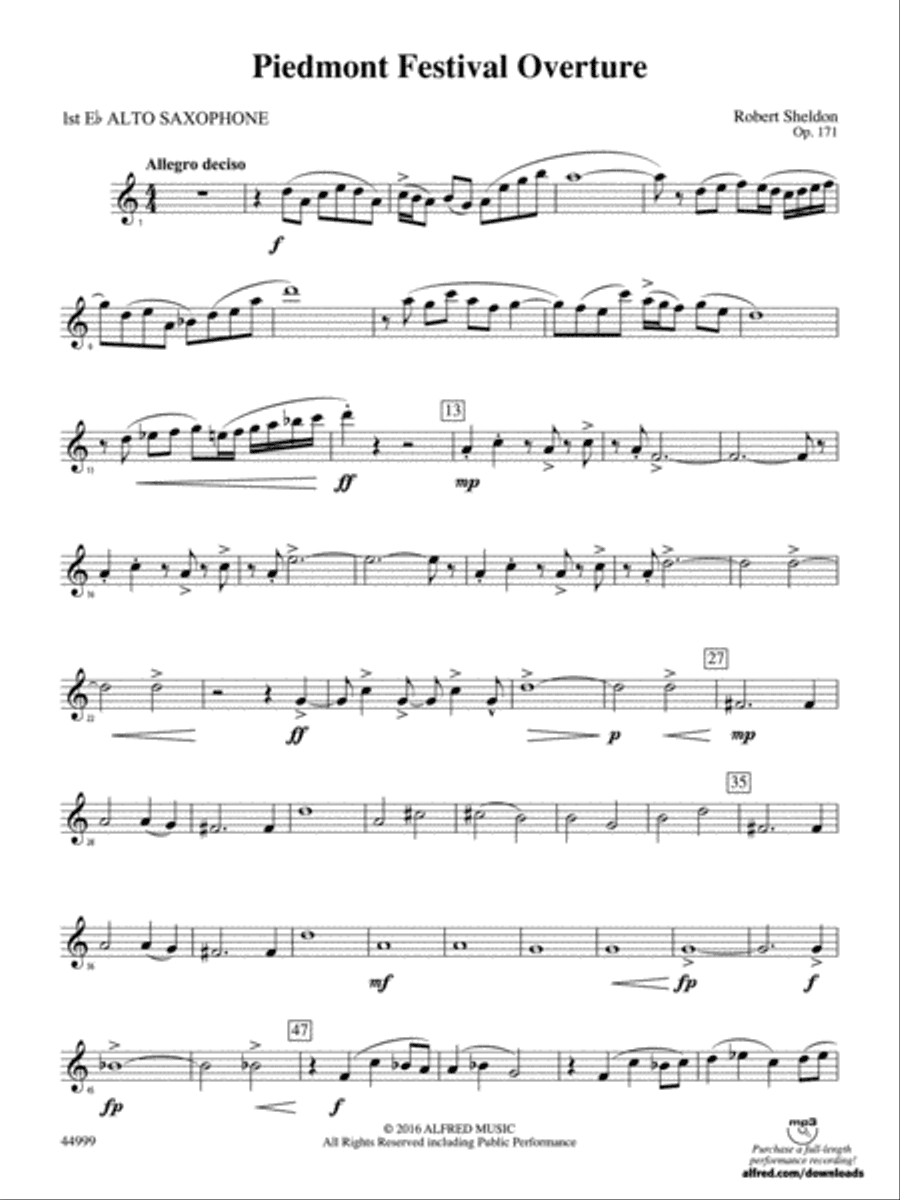 Piedmont Festival Overture: E-flat Alto Saxophone
