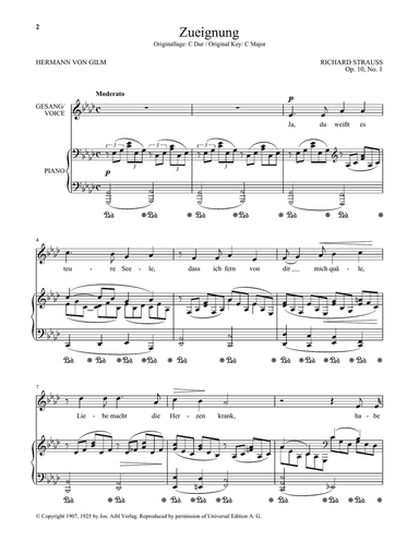 Zueignung (Op. 10, No. 1) (Low Voice)