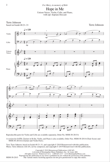 Hope in Me (Choral Score)