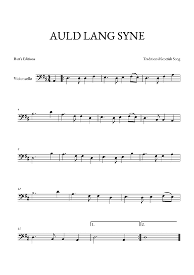 Auld Lang Syne (for Cello)
