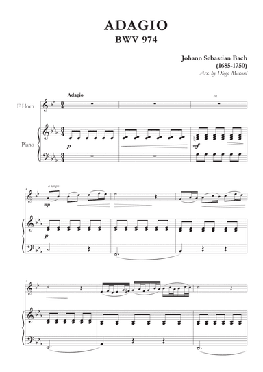 Adagio from BWV 974 for Horn and Piano