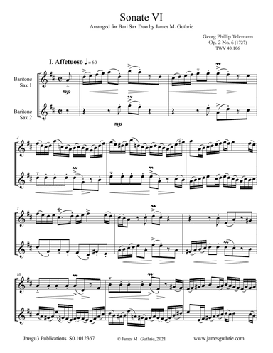 Telemann: Sonata Op. 2 No. 6 for Baritone Sax Duo
