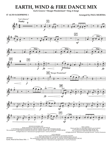 Earth, Wind & Fire Dance Mix - Eb Alto Saxophone 1