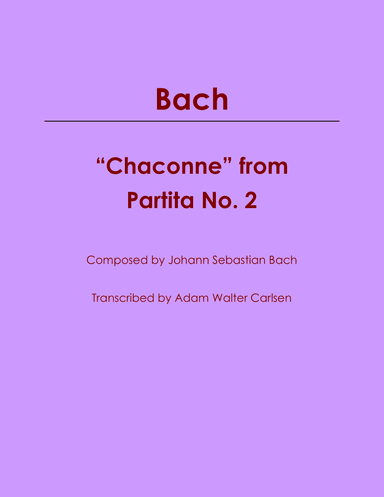 Bach Chaconne Partita No. 2 Solo Piano