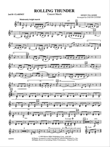 Rolling Thunder (Concert March): 2nd B-flat Clarinet