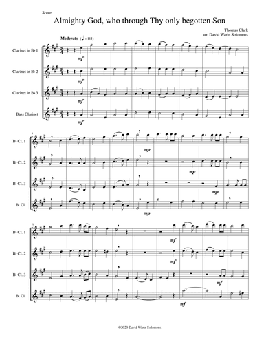 Almighty God, who through thy only begotten Son (Easter motet) for clarinet quartet