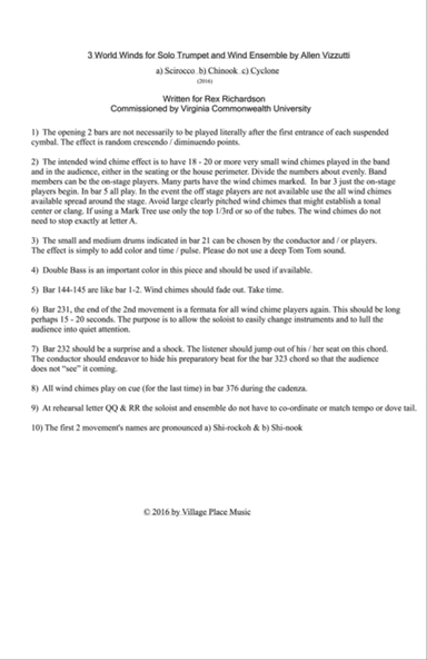 Three World Winds: Score