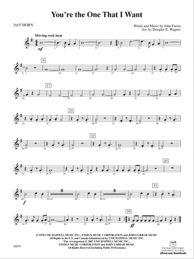 You're the One That I Want (from Grease): 3rd F Horn