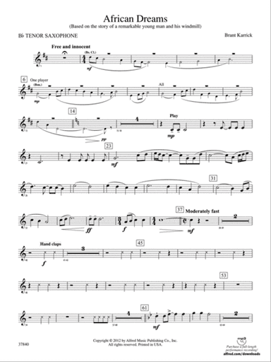 African Dreams: B-flat Tenor Saxophone