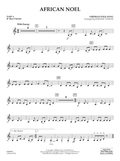 African Noel (arr. Johnnie Vinson) - Pt.4 - Bb Bass Clarinet