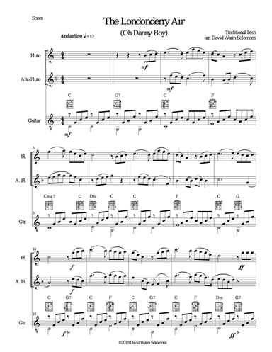 The Londonderry Air (Oh Danny Boy) for flute, alto flute and guitar