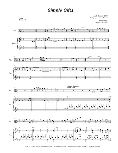 Simple Gifts (Viola solo and Piano)