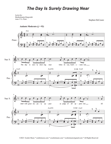 The Day Is Surely Drawing Near (Soprano and Tenor solos with Vocal Trio (SAB)