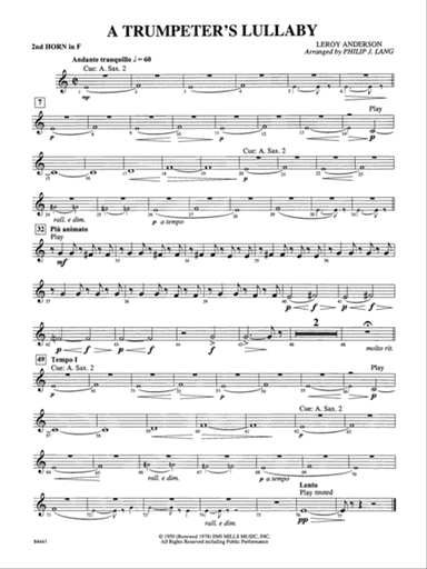 Trumpeter's Lullaby (with Trumpet Solo): 2nd F Horn