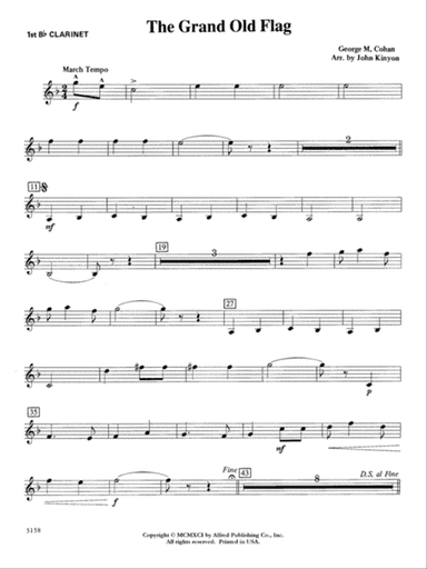 The Grand Old Flag: 1st B-flat Clarinet