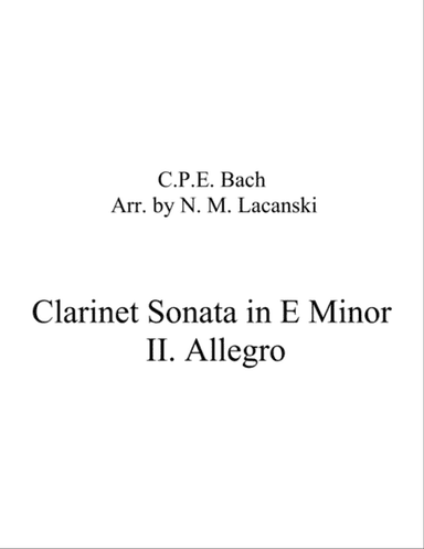 Sonata in E Minor for Clarinet and String Quartet II. Allegro