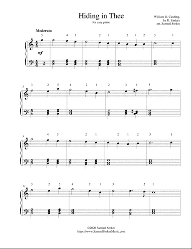 Hiding in Thee - for easy piano