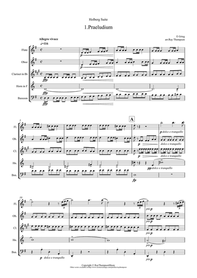 Grieg: Holberg Suite Op.40 - wind quintet
