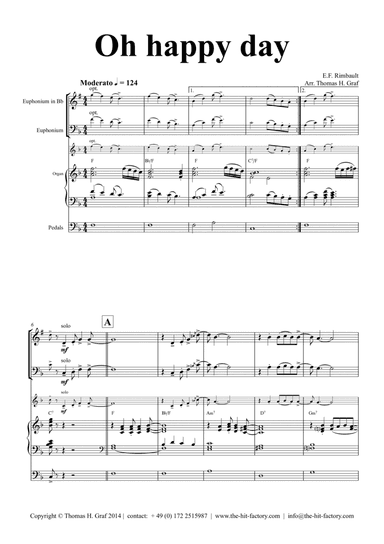 Oh happy day - Key: F - Gospel - Organ and Euphonium