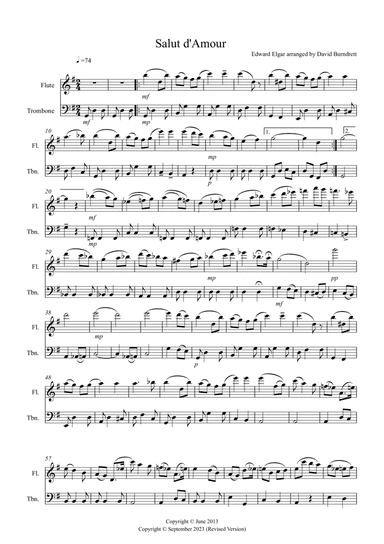 Salut d' Amour for Flute and Trombone Duet