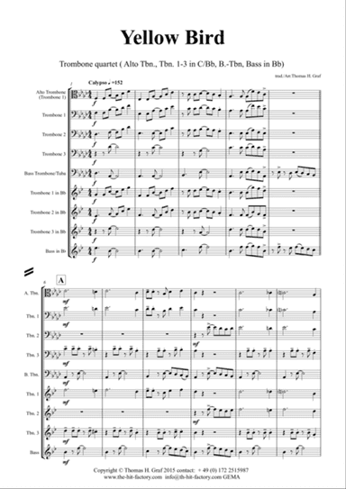 Yellow Bird - Haitian Folk Song - Calypso - Trombone quartet