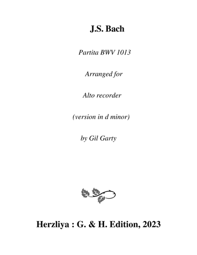 Partita, BWV 1013 (arrangement for alto recorder in F (Version in D minor))