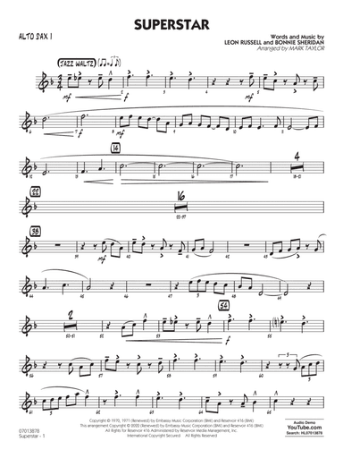 Superstar (arr. Mark Taylor) - Alto Sax 1