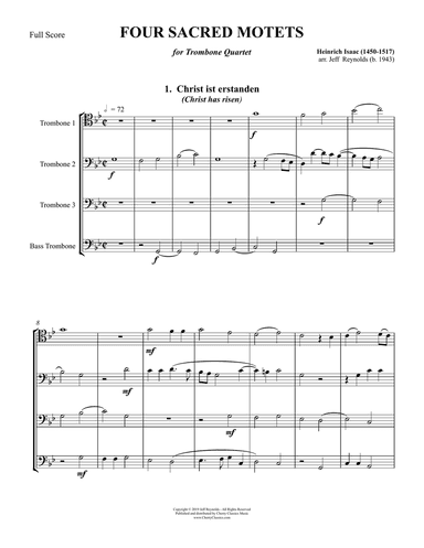 Four Sacred Motets for Trombone Quartet Ensemble
