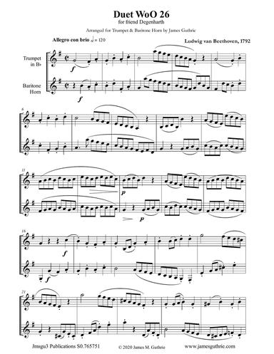 Beethoven: Duet WoO 26 for Trumpet & Baritone Horn