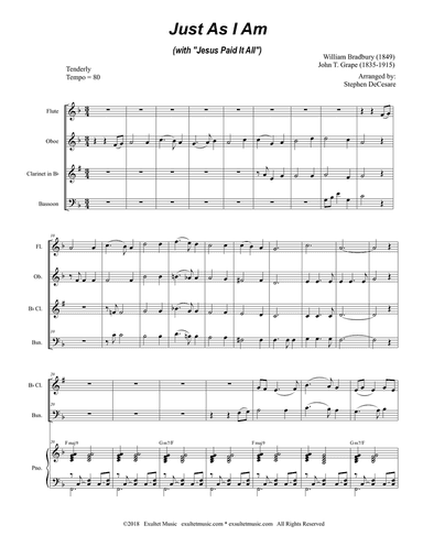 Just As I Am (with "Jesus Paid It All") (for Woodwind Quartet & Piano)