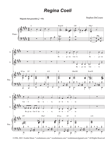 Regina Coeli (Duet for Soprano and Alto solo)