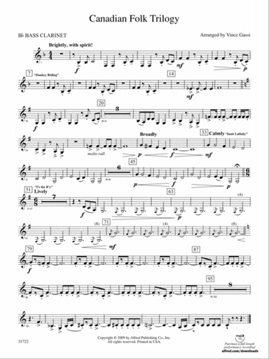 Canadian Folk Trilogy: B-flat Bass Clarinet