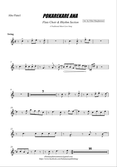 POKAREKARE ANA - Flute Choir & Rhythm Section (Alto Flute 1)