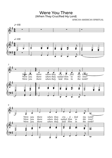 Were You There - for piano and alto in G major
