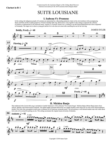 Suite Louisiane: 1st B-flat Clarinet