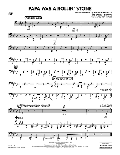 Papa Was a Rollin' Stone (arr. Rick Stitzel) - Tuba