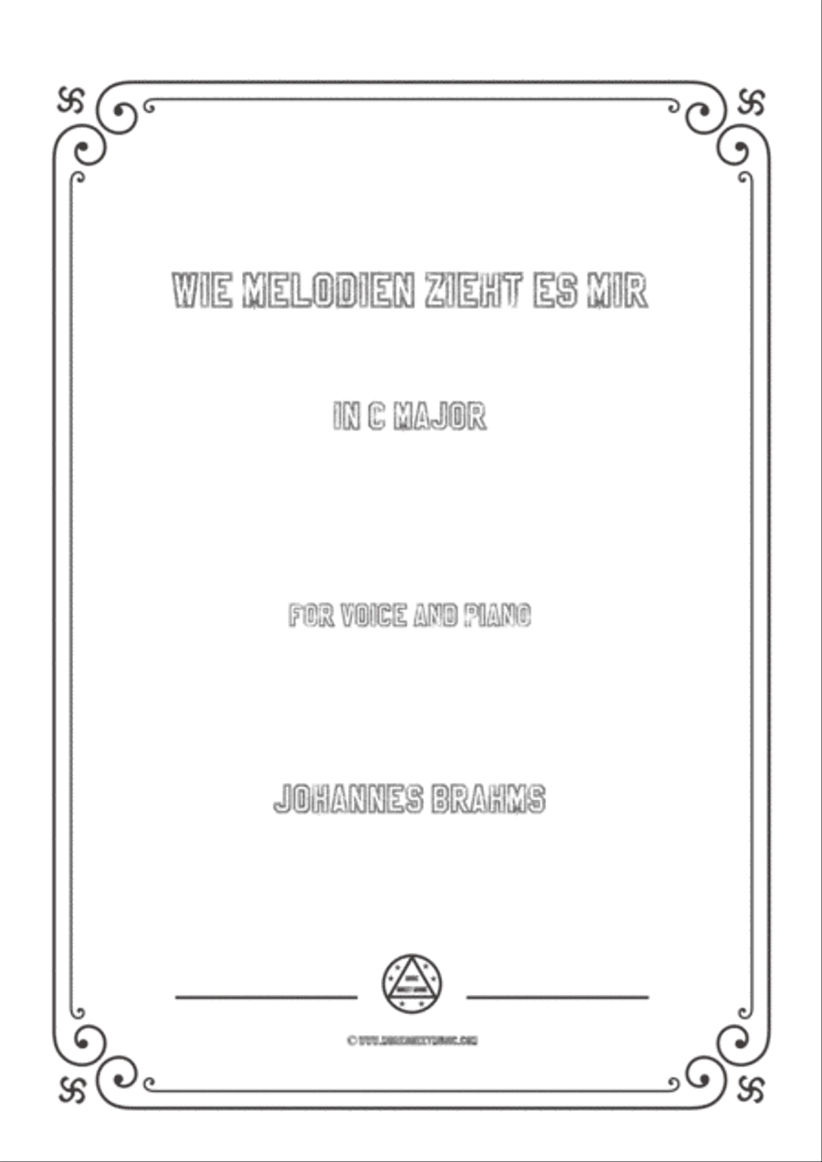 Brahms-Wie melodien zieht es mir in C Major,for voice and piano