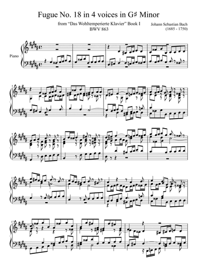 Fugue No. 18 BWV 863 in G# Minor
