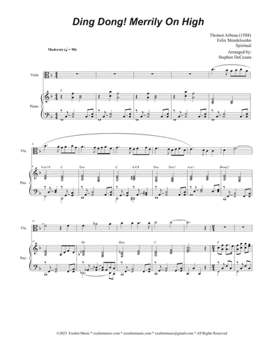 Ding Dong! Merrily On High (Viola solo and Piano)
