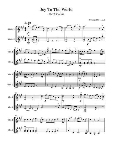 Joy To The World - 2 Violins
