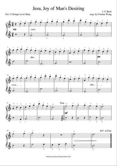 Jesu, Joy of Man's Desiring - 12 & 15 String Harp Solo