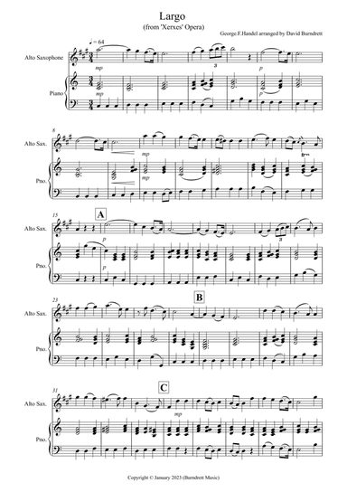 Largo (Handel) for Alto Saxophone and Piano