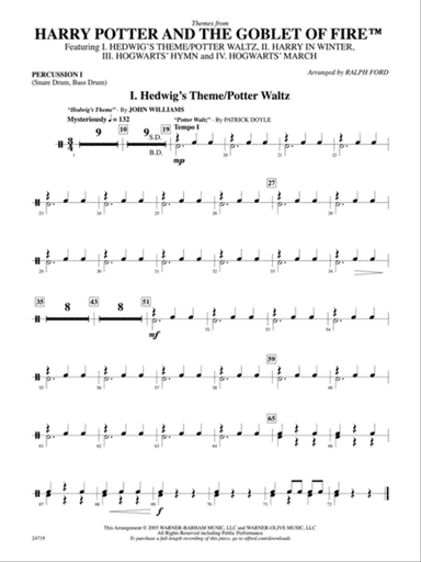 Harry Potter and the Goblet of Fire, Themes from: 1st Percussion