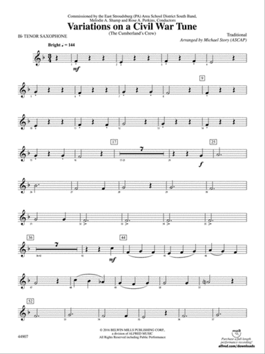 Variations on a Civil War Tune: B-flat Tenor Saxophone